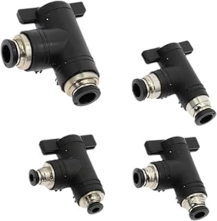 PURYN Válvula de mano neumática BUL de 4 mm, 6 mm, 8 mm, 10 mm, 12 mm, conector de junta rápida, válvula manual para girar, limitación de corriente manual de bola, color negro (BUL 6 mm)