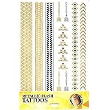 haut tattoos abziehbilder leicht aufzutragen Tattoo-Aufkleber Haut-Tattoo Körper-Tattoo Einmal-Tattoo Tattoos Metallic Designs, Motiv/Farbe:Motiv 11