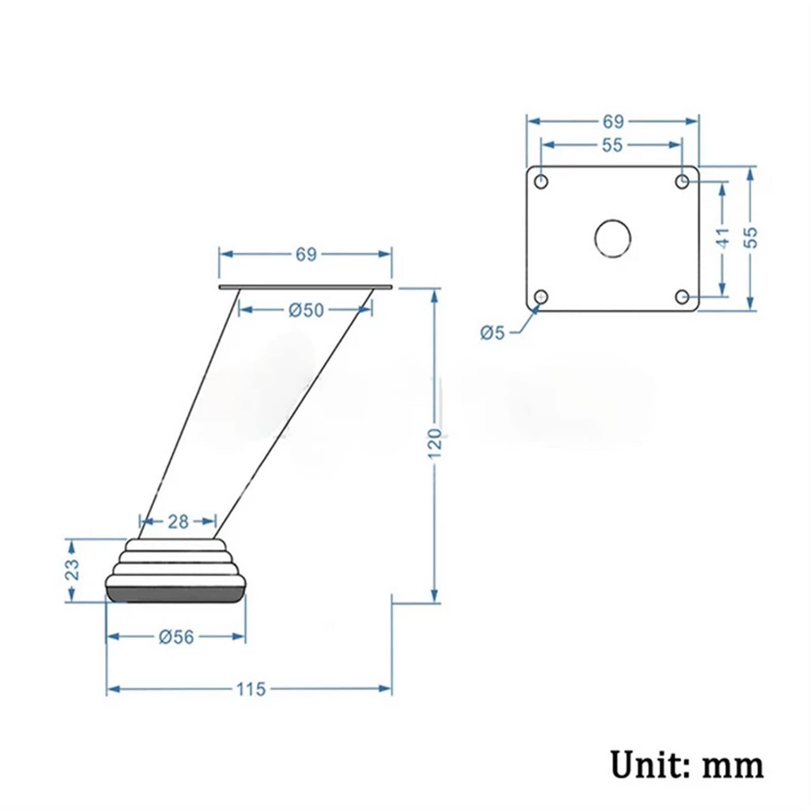 Gambe For Mobili In Metallo Cromato | Gambe di supporto filettate da 4 pezzi da 120 mm for divani, armadi, letti e tavolini