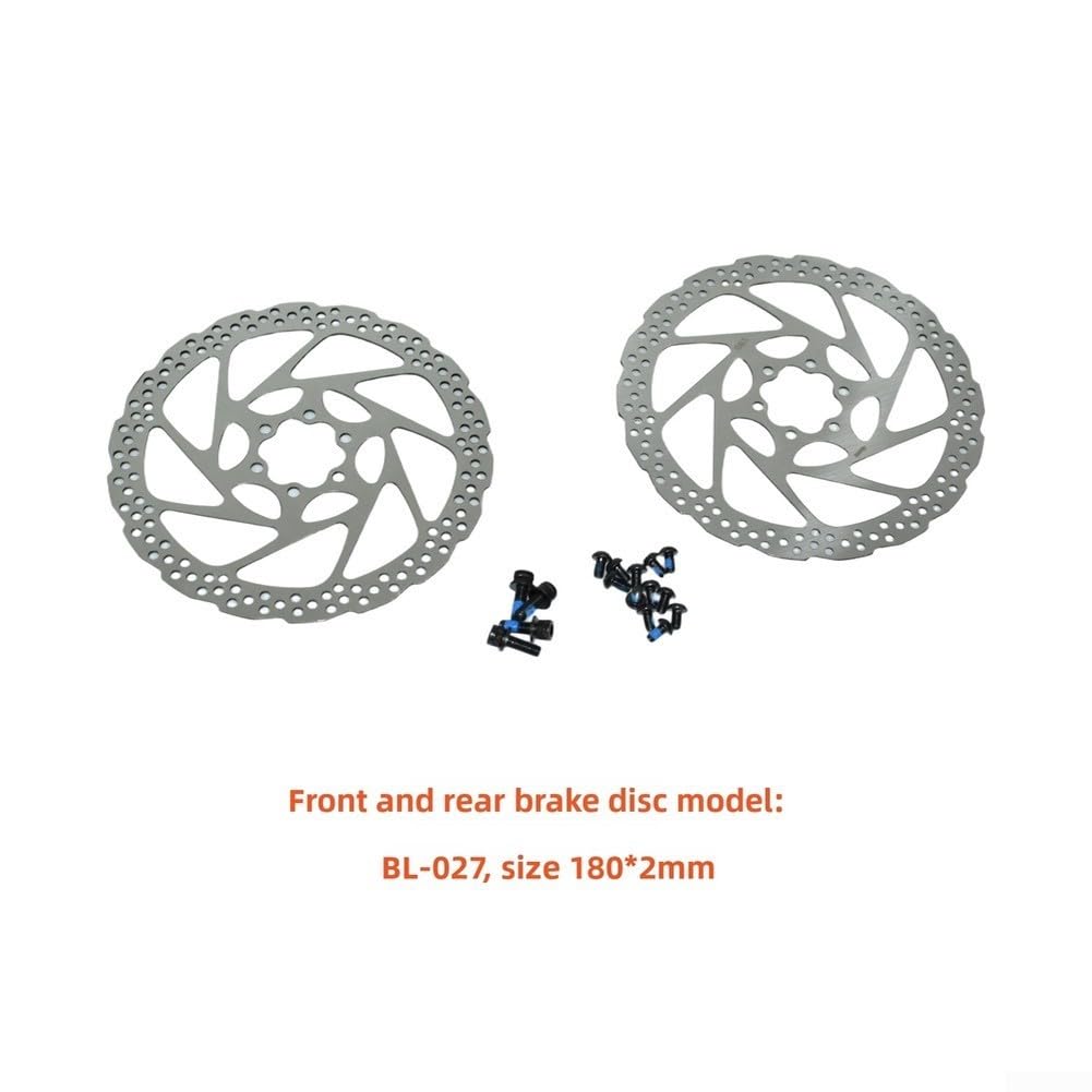 Set freno a disco idraulico per bici elettrica ed Ebike, sensore di spegnimento a 2 pin, pinza in lega con rotori da 180 mm, tubo anteriore 1100 mm e posteriore da 1800 mm, nero