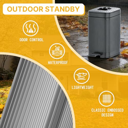 Image of Dog Poop Trash Can Outside 2.7Gal Dog Waste Trash Can with Lid Odor Control