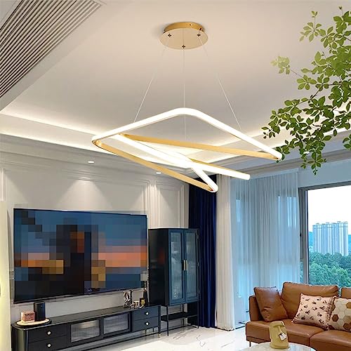 Lustre en acrylique suspendu géométrique or au style minimaliste - 5