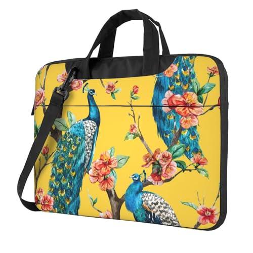Bolsa de hombro para laptop de 15.6 pulgadas con diseño de pavo real
