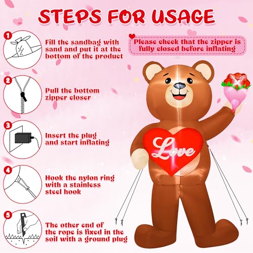 Ours gonflable géant avec cœur idée surprise Saint-Valentin - 6
