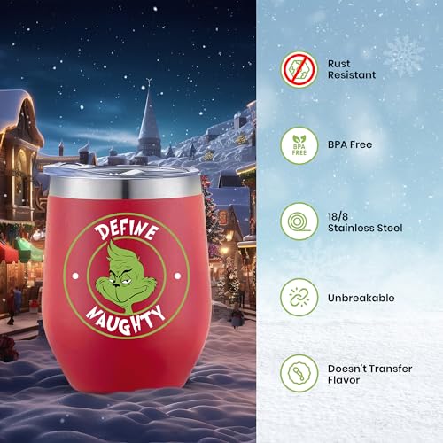 Modern Elegance Copo de Natal Grinch - Caneca isolada de aço inoxidável de 340 g com tampa, canudo e