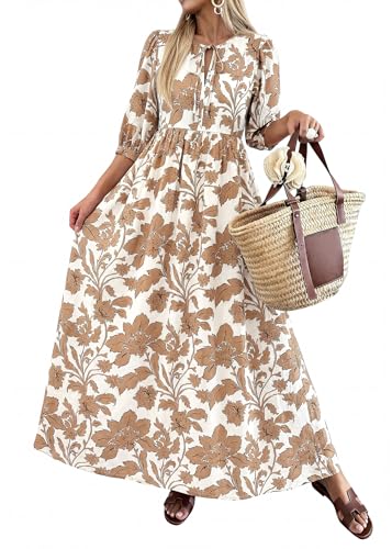 Image of KIRUNDO Maxi Dresses for Women 2026 3 /4 Sleeve Summer Dress