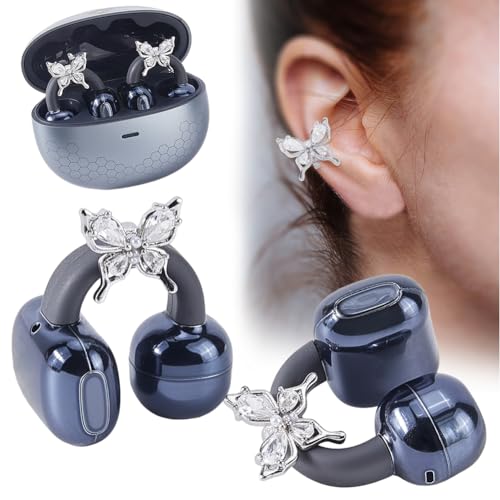 CRASPIRE 2 pz Farfalla Strass per Auricolari Clip su Eleganti Accessori Decorativi in Lega per Auricolari Zirconia Rimovibile Squisito Argento Fai da Te Gioielli Decorazione Clip per Natale