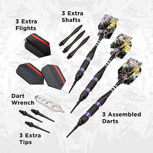 Viper Black Ice Soft Tip Darts with Purple Rings, 18 Grams