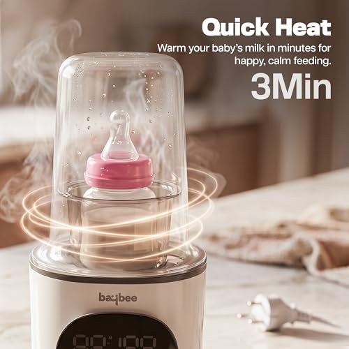 Image of Baybee Baby Bottle Warmer Cum Sterilizer | Baby Feeding Bottle Sterilizer for Baby with Fast Warming & 24H Keep Warm | Portable Bottle Warmer for Milk with Auto Shut-Off & Smart Touch Display