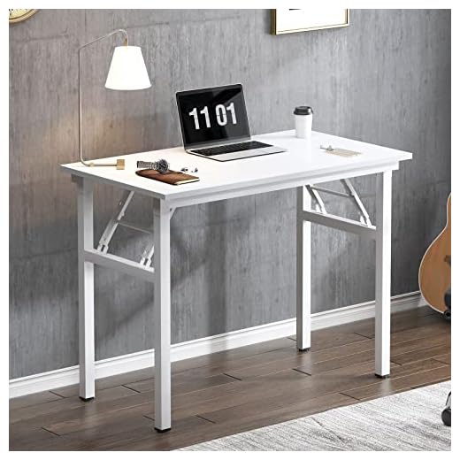 SogesHome Scrivania per computer,Scrivania pieghevole, Tavolo da Studio,Scrivania da ufficio, per l'ufficio domestico,80 x 40 x 75 cm Bianco,AC5DW-8040-SH