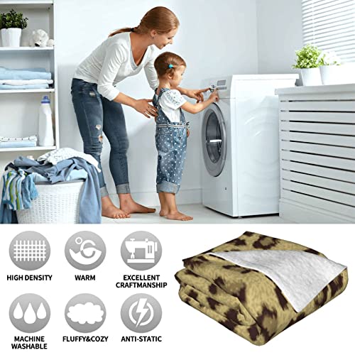 Yellow Leopard Print Printed Throw Blanket Ultra-Soft Fuzzy Blanket Warm Blanket Fluffy Reversible Blanket For Bed And Couch #TOP6