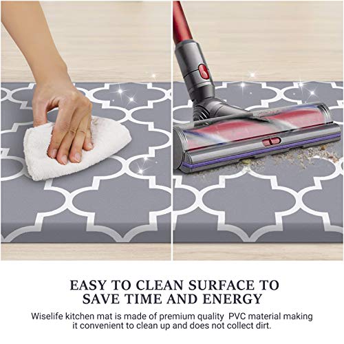 Wiselife Kitchen Mat Cushioned Anti-Fatigue Kitchen Rug,17.3"X 39",Non Slip Waterproof Kitchen Mats And Rugs Heavy Duty Pvc Ergonomic Comfort Mat For Kitchen, Floor Home, Office, Sink, Laundry, Grey #TOP4