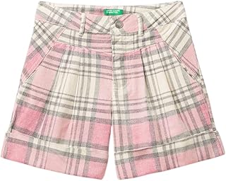 شورت برمودا قطيفة بنمط تارتان للبنات من بينيتون