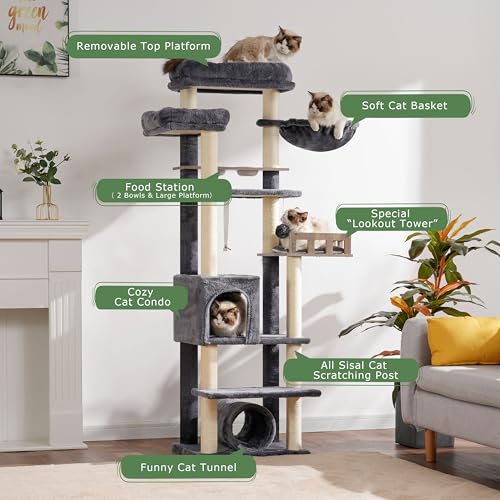Árbol para gatos alto con túnel y plataforma grande miniatura 2