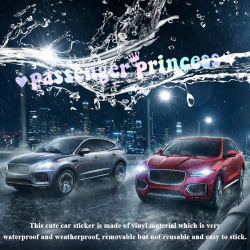 Image of Yourkar Passenger Princess Sticker, Cute Stickers for Car Window Rearview Mirror, Girls Automotive Window Rearview Mirror Decoration Stickers, Universal Car Accessories (Colorful, Long)