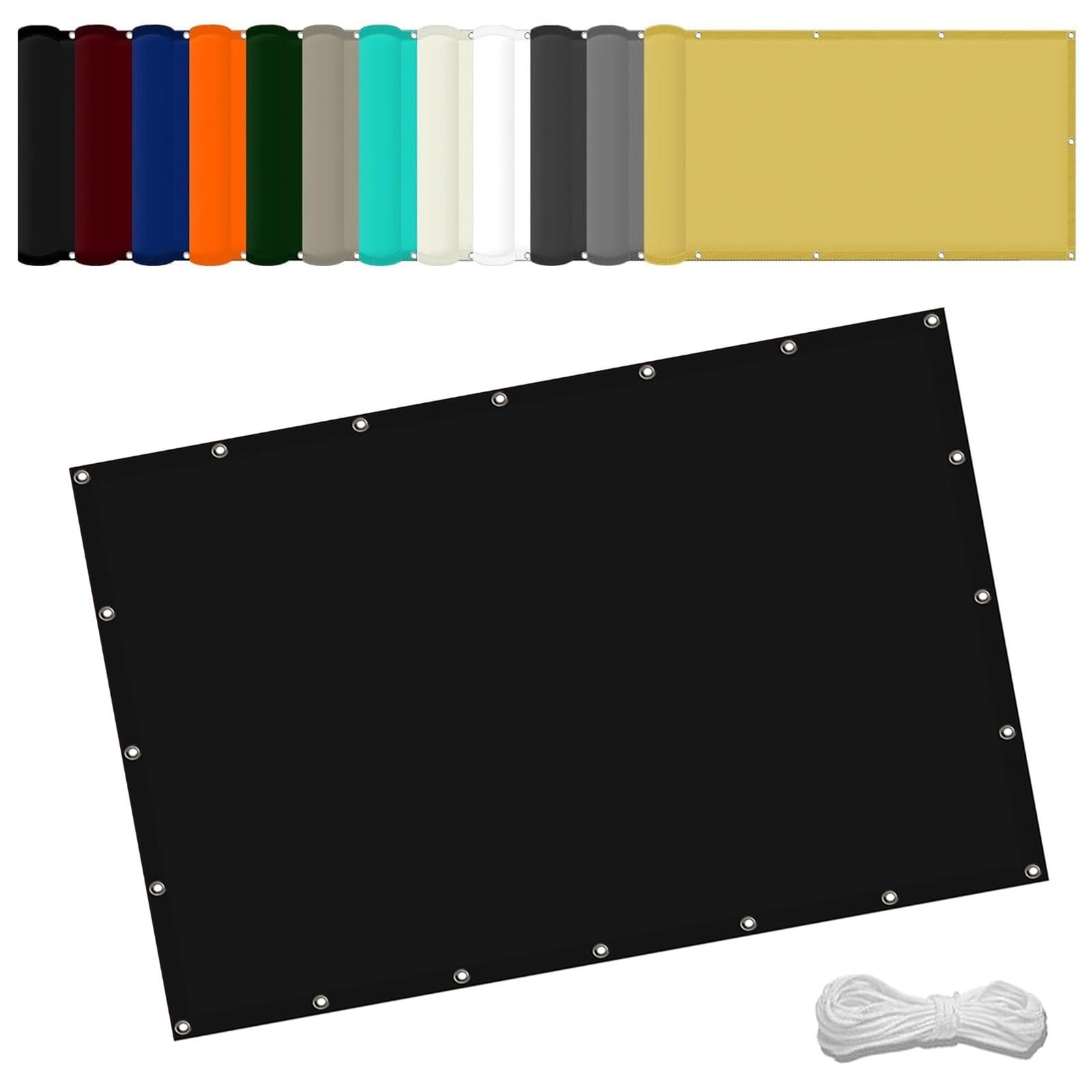 GLDYTVF Waterproof Camping Tarp 2.2 x 3.2m Rectangle Canopy with Free Rope Weather Resistant Shade Netting for Carport Swimming Plants Black