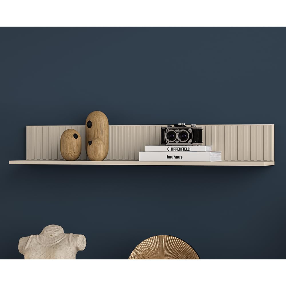 Lomadox Wohnzimmer Wandboard, 120 cm breit, in Kaschmir mit Rillenoptik, B/H/T ca. 120/18/20 cm