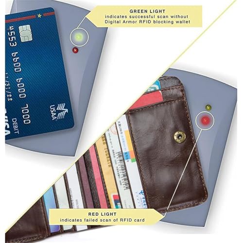 Genuine Leather Wallet for Men RFID Blocking Cowhide Vintage Chain Bifold Double Zipper Snap Closure Slim Large Capacity 12 Card Slots (Brown)4