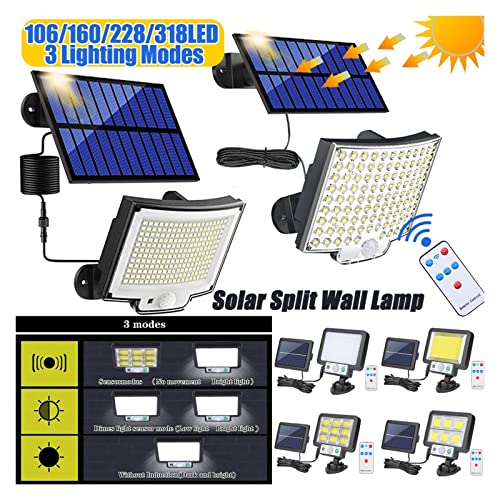 Luz de seguridad solar para exteriores de 3 modos con sensor movimiento y panel split 2