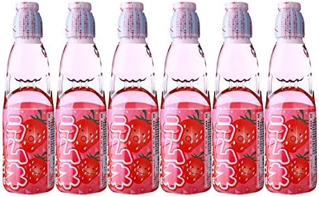 Hatakosen Ramune Soda - Strawberry Flavour 200ml (6 Bottles)