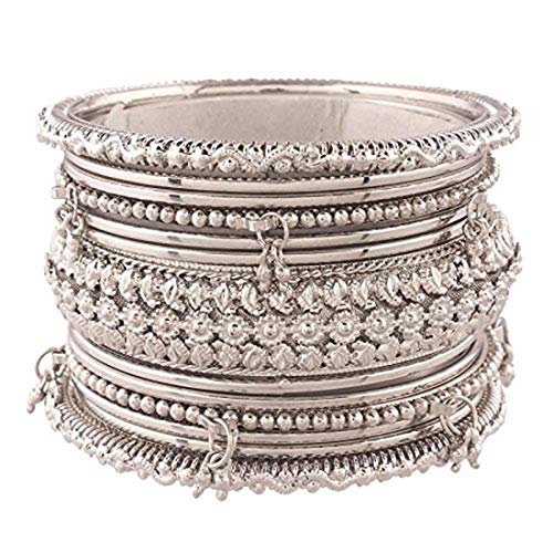 Aheli Oxidized Indian Ethnic Bangle Set Wedding Party Wear Fashion Jewelry Gift for Women Size 2.4