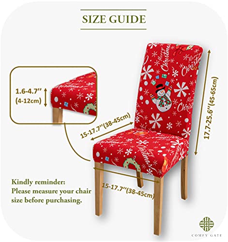 Comfy Gate 4, 6, 8 Pack Snowman And Snowflakes Chair Slipcovers For Dining Room, Christmas Cover For Dining Room Chair, Fitted Parson Chair Cover, Printed X'mas Kitchen Chair Covers Set Of 4, 6, 8 #TOP5