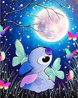 Paint by Numbers for Kid Children,Paint by Number Kits on Canvas DIY Oil Paintings Supplies for Kids Adults Beginners Arts and Crafts Home Decor 11.8" x 15.7"/30X40cm - Butterfly Moon