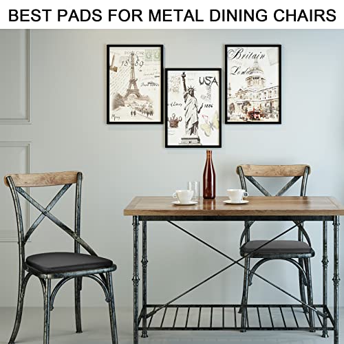 Buyue 14" Metal Chair Cushions With Magnetic Set Of 4, Luxury Pu Leather Waterproof Anti-Slip Seat Pads For Kitchen Cafe Dining Bistro Stackable Chairs (U-Shape, Black, 4) #TOP5