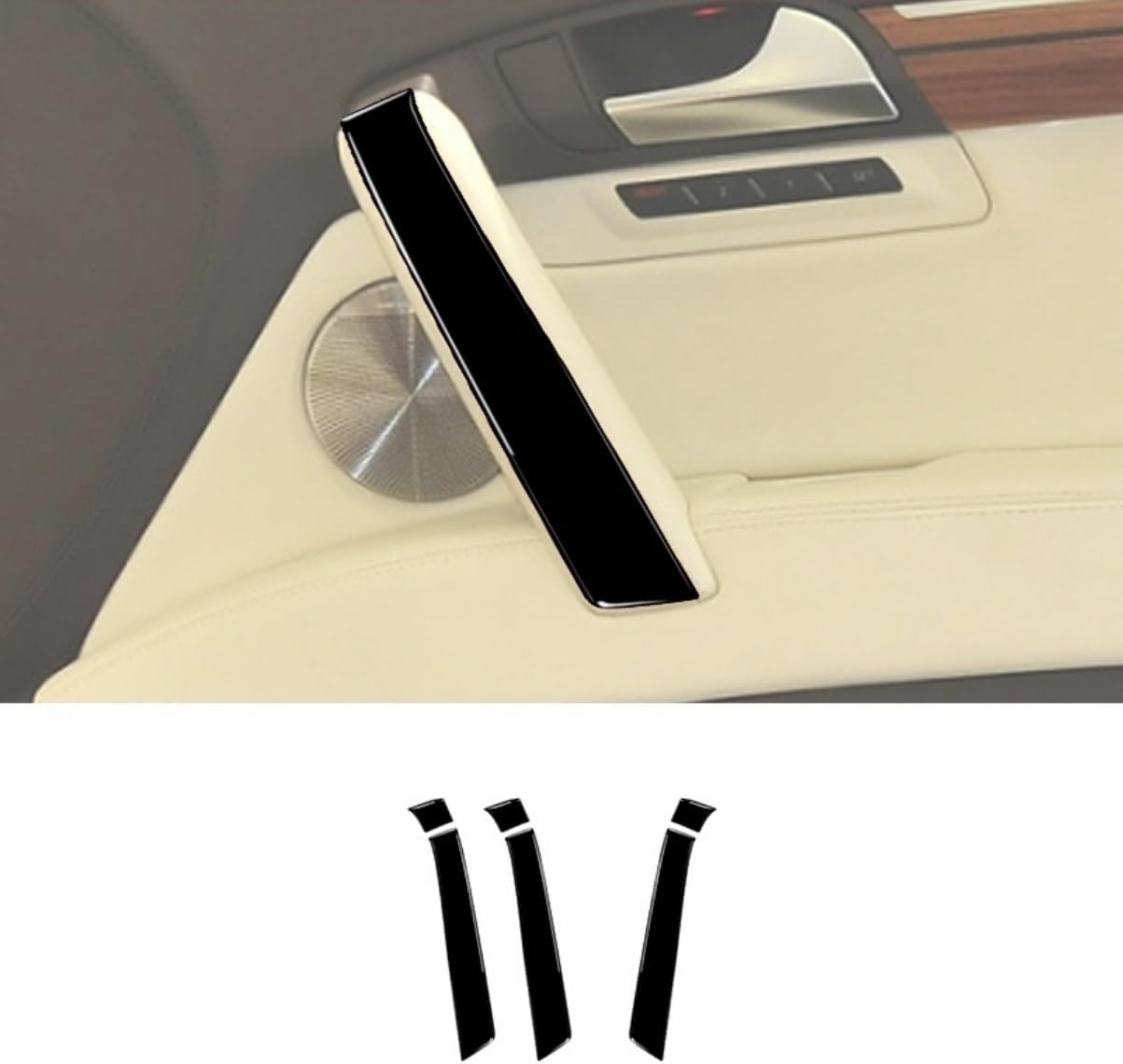 Carbon Fiber Car Interior Accessories Decoration Decal Sticker Trim Compatible with Audi Q7 2007-2015 (Paino Black, Door Pusher Cover Kit)
