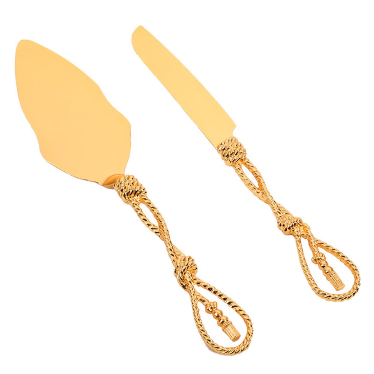 STOBAZA 1Set Elegant Cake and Spatula Cake Cutter with Woven Handle Design for Weddings and Banquets Baking Spatulas for Cakes