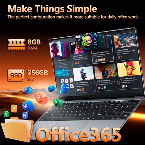 Pc Portatile 15,6 Pollici, Notebook Win 11 8Go Ram 256Go Ssd, Laptop Core M3 6Y30 Cpu Tastiera Numerico Retroilluminata, Computer Portatile Sottile E Leggero Schermo Fhd 180° Hdmi USB3.0 Wifi5 BT4.2 - 3