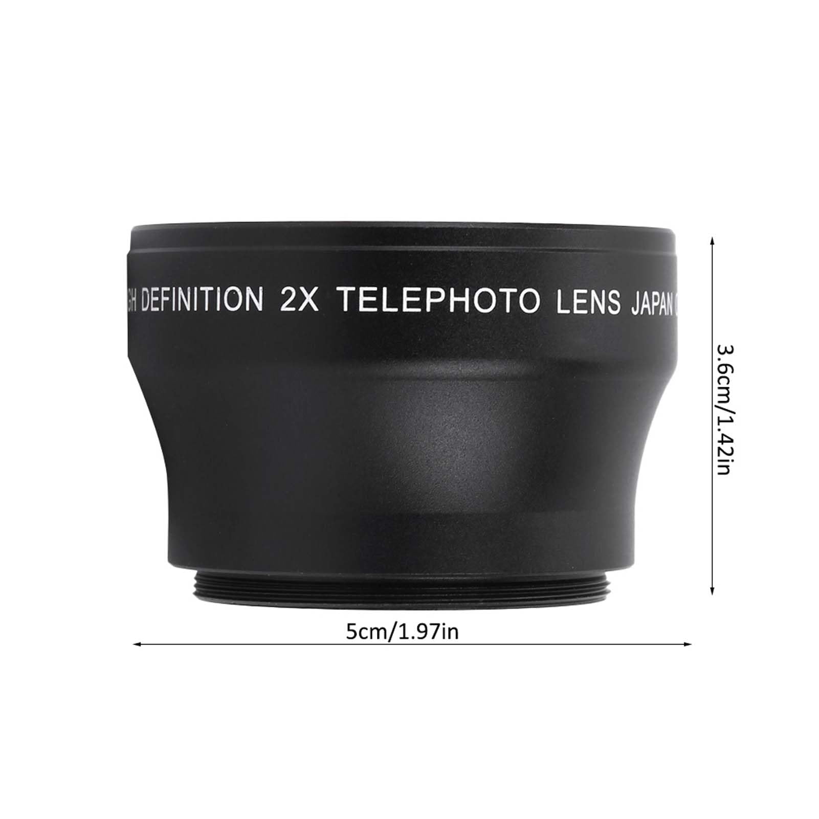 Convertisseur de Téléobjectif Haute Définition, Grossissement 2X, Caméra à Monture 37mm, Alliage D'aluminium Noir