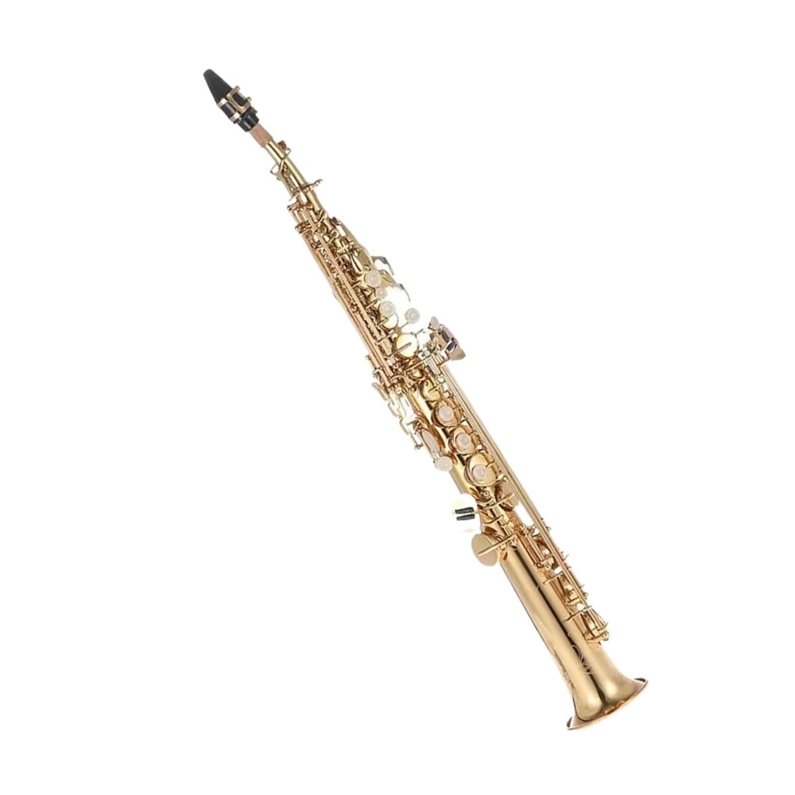 Saxophone soprano droit en laiton si bémol, instrument à vent en bois, motif sculpté naturel, avec sac de piano et accessoires Saxophone Professionnel