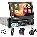 Produktbild Hodozzy Autoradio Bluetooth Carplay 1din mit Bildschirm DAB+ Bluetooth Freisprecheinrichtung Ausfahrbarem Display Car Radio USB/Carplay /BT/Mirror Link +Rückfahrkamera