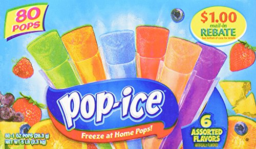 Pop-Ice Freezer Pops, Fat Free Ice Pops, Assorted Flavors (80 - 1 oz pops)