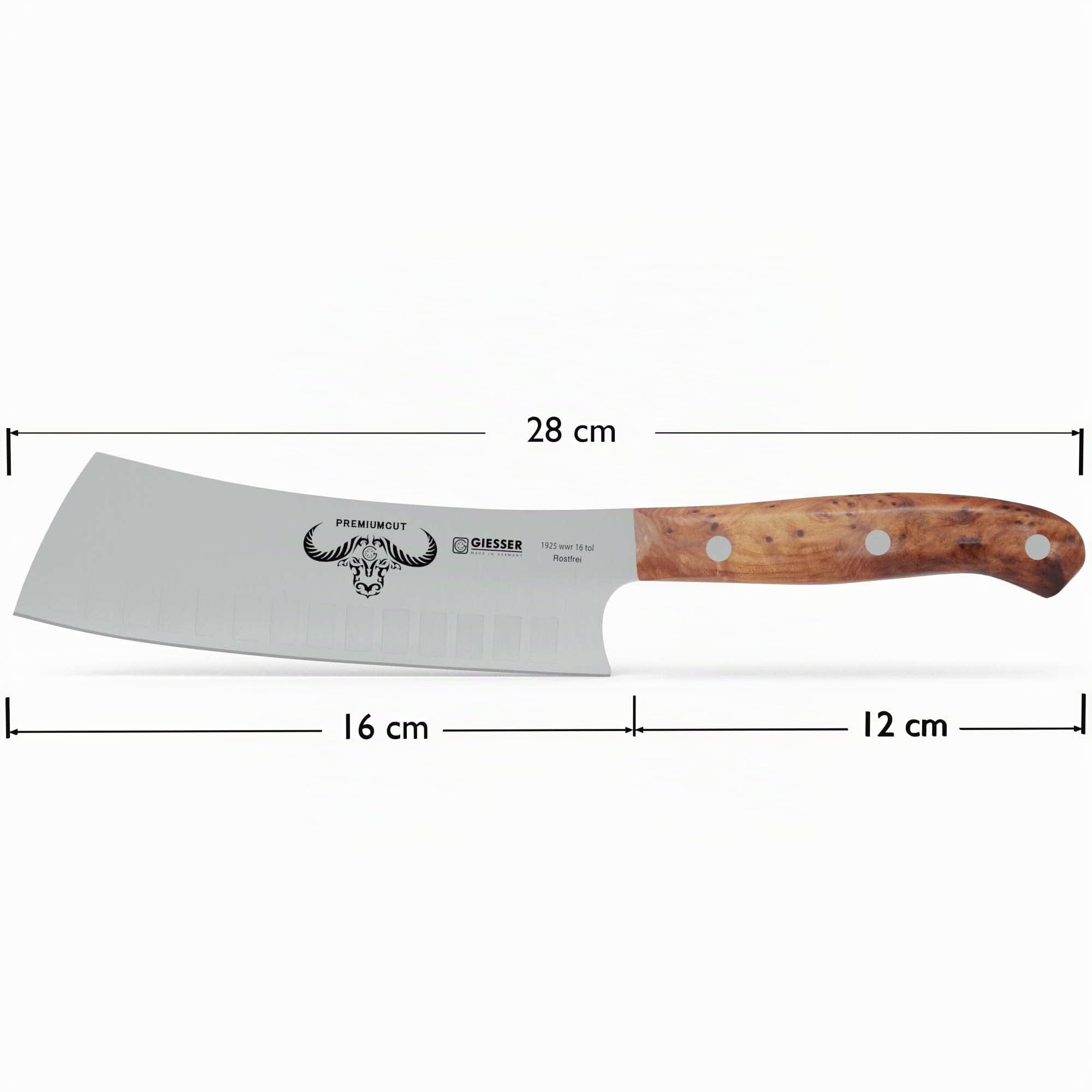 Giesser seit 1776 - Made in Germany - Japanisches Kochmesser 16 cm, Kullenschliff Tree of Life, PremiumCut Yochobo No 1, Küchenmesser, thuja, holzgriff, rostfrei, deutsches Grillmesser scharf