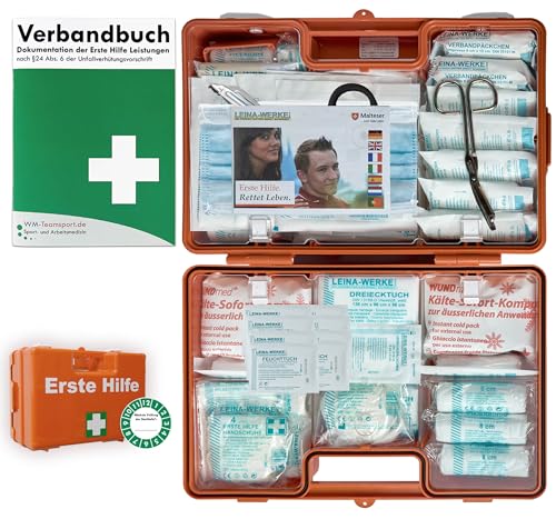 GROßER BETRIEBS VERBANDSKASTEN Erste Hilfe Koffer DIN 13169 Verbandkasten orange 500369