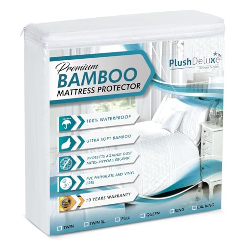 PlushDeluxe Premium Bamboo Mattress Protector...