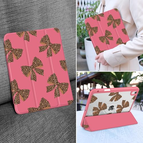 MEEgoodo Case for iPad Air 11 inch M4 2026/M3 2025/M2 2024, for iPad Air 5th/4th Generation Case 10.9 inch 2022/2020, Tablet Cover with Acrylic Transparent Back Shell, Leopard Print Bows by MEEgoodo - Used condition - Image 6