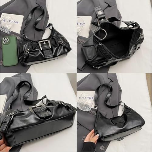 Image of Women's Y2K Purse Shoulder Bag Top Handle Handbag Small Punk Hobo Clutch Purses Bags Trendy Trendy Leather Buckle Punk Purses