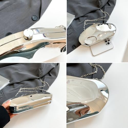 Image of Acrylic Clutch Purse for Women Formal Evening Bag Shell Shape Clutch Handbags with Chain for Party Wedding Prom