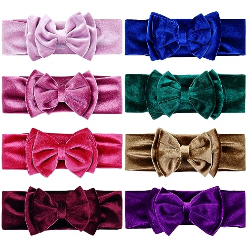 inSowni 8 Pieces Super Stretchy Baby Girl Velvet Headbands with Bow Christmas Headwraps Hair Bows Bands Accessories for Baby Boys Girls Newborns...