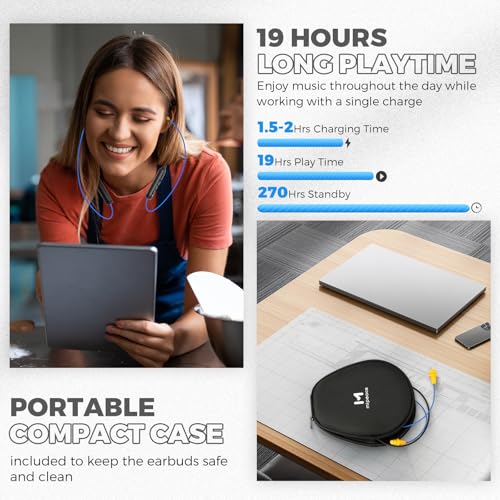 MIPEACE-Bluetooth-Earplug-Headphones-Neckband-Wireless-Earbuds-earplugs-29db-Noise-Reduction-isolating-in-Ear-earplug-Earphones-and-ControlsIPX5-sweatproof19Hour-BatteryBlue MIPEACE Bluetooth Earplug Headphones Neckband Wireless Earbuds earplugs 29db Noise Reduction isolating in Ear earplug Earphones and ControlsIPX5 sweatproof19Hour BatteryBlue