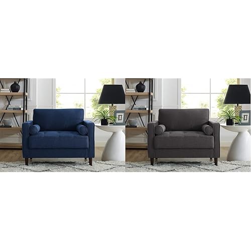 LifeStyle Solutions Lexington Armchair, 39.8" W x 31.1" D x 33.5" H, Navy Blue & Lexington Armchair, 39.8" W x 31.1" D x 33.5" H, Heather Grey