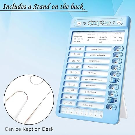 M.F.H Space Theme Book Stand Holder - Portable Metal Desktop and Habit Tracker Chore Chart, Plastic Checklist Board with 15 Detachable Cardstock to Do List (Pack of 2) Combo Random Designe 3