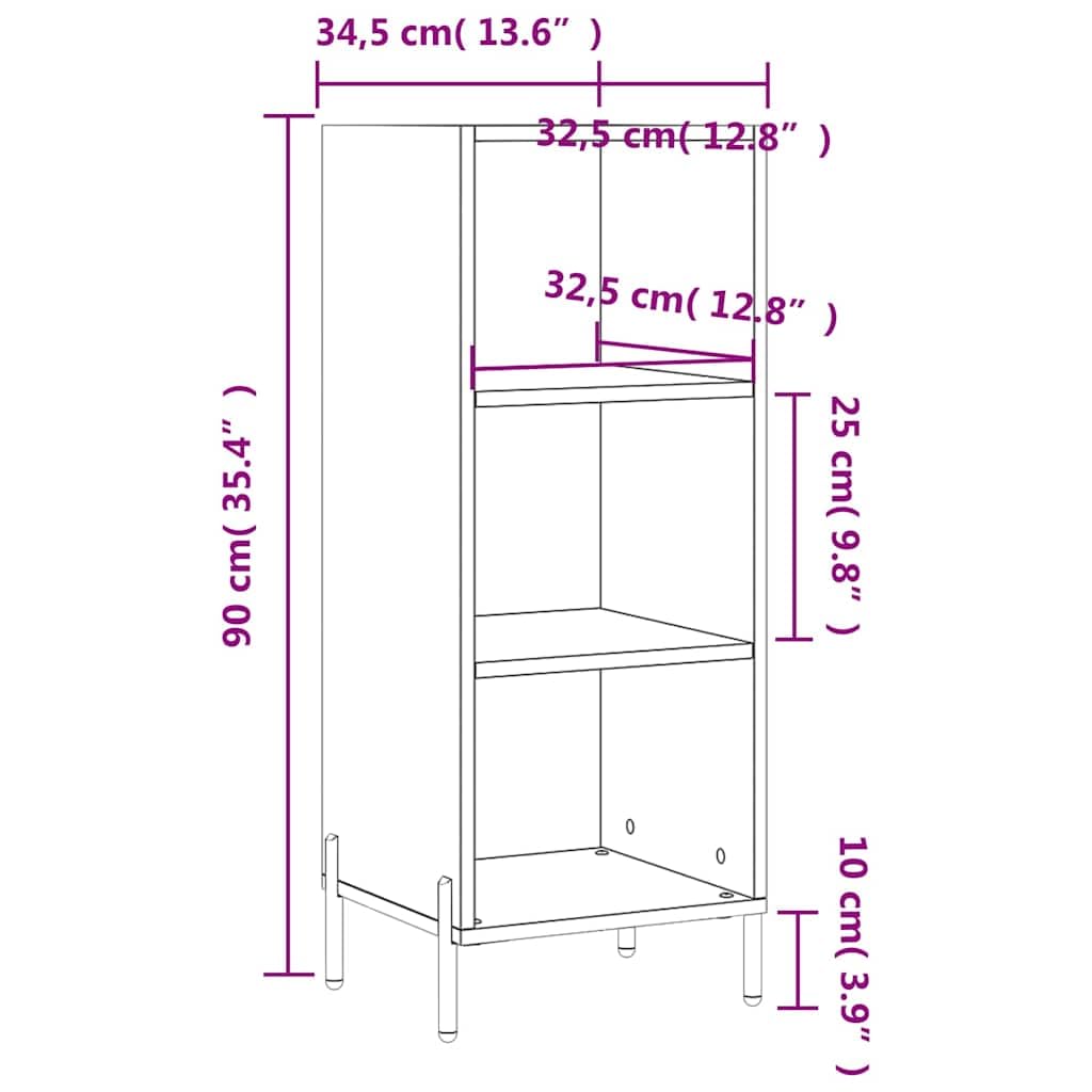 Aparador Sonoma gris 34,5 x 32,5 x 90 cm armario de madera