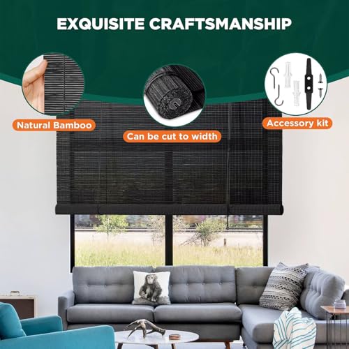 Store enroulable en bambou extérieur naturel 81x183cm - 4
