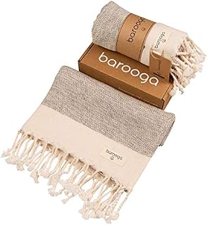 Turkish Hand Towel (Set of 2) for Kitchen and Bathroom | 100% Cotton, 20 x 38 Inches | Prewashed Decorative Peshtemal Towel for Face, Hand, Hair, Yoga, Dishcloth, Tea Towel (Beige)