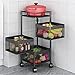 AWCPP Cuisine Stockage Étagère Étagère En Couches Rotée de Fruits À Fruits Basket Panier Chariot À Base de Rossage À 4 Roues Pour Cuisine Salon Salle Den, 3 Couche