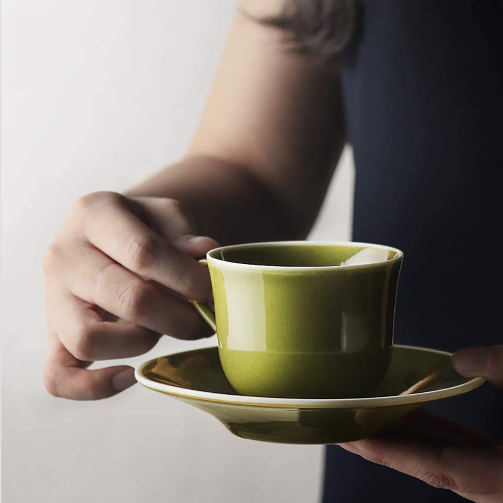 ZHOUXIAO Tazze da caffè Espresso in Ceramica e piattini, tazzine da tè/tazzine da caffè, Grande Set di Tazze da tè per Ufficio in casa, Tazza da caffè Vintage Uomini (B)